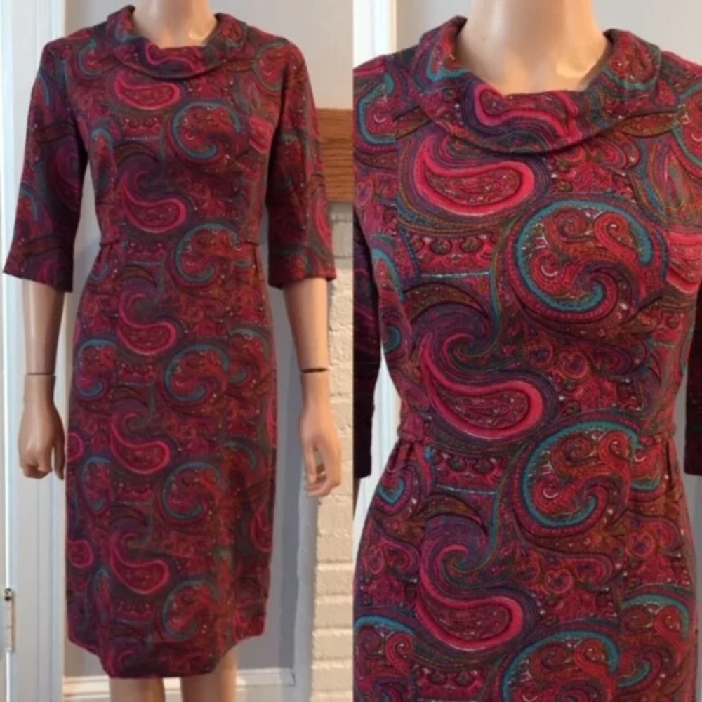Vintage 1960s Sheath Dress, Sz Medium